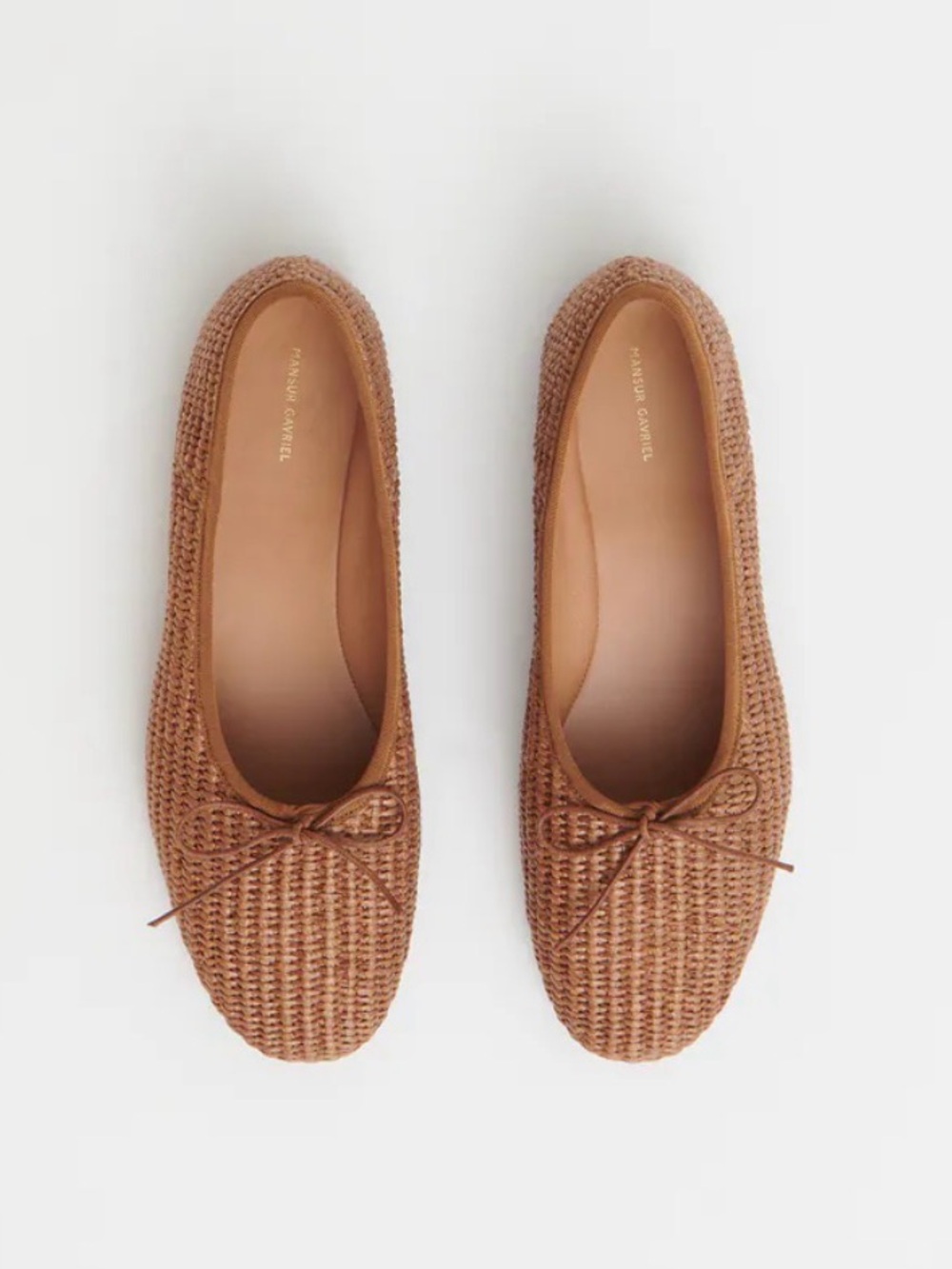 Mansur Gavriel Raffia Dream Ballerina Flats in CaramelRaffia